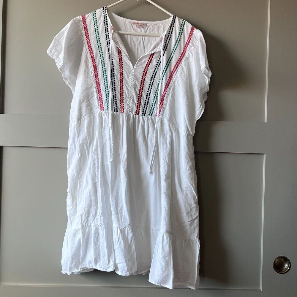 Knox Rose White Mini Dress with Red and Green Embroidery